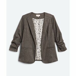 Skies are Blue | Gray Raja Collarless Blazer | Ruched Sleeves | Sz M